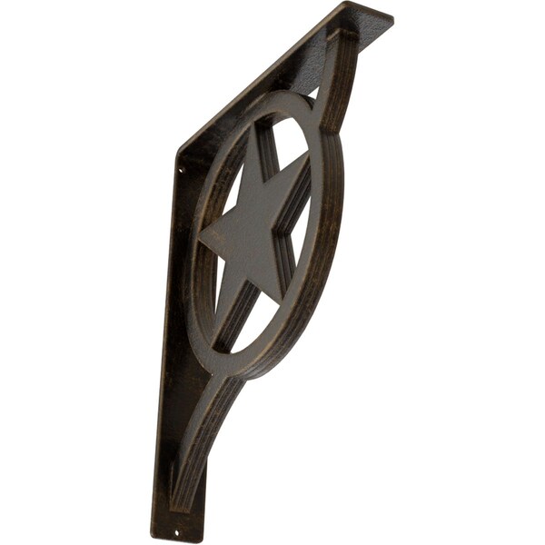 Ekena Millwork Austin Wrought Iron Bracket, (Triple center brace), Antiqued Brass 2"W x 12"D x 15"H BKTM02X12X15TAUABS - main
